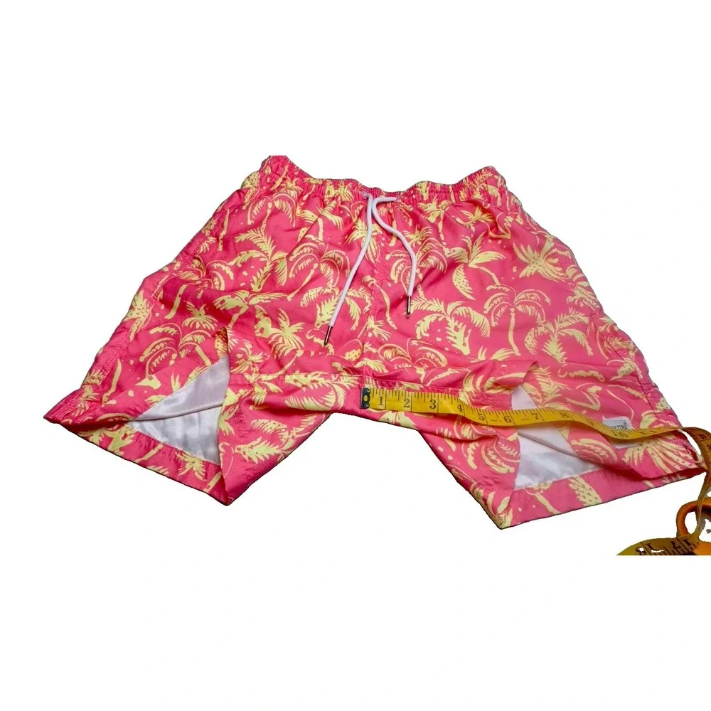 Spicy Tuna Men's Tropical Pink & Yellow Swim Trunks Size SMALL.  EUC